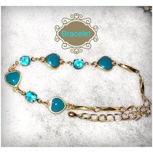 Teal Blue Hearts Bracelet